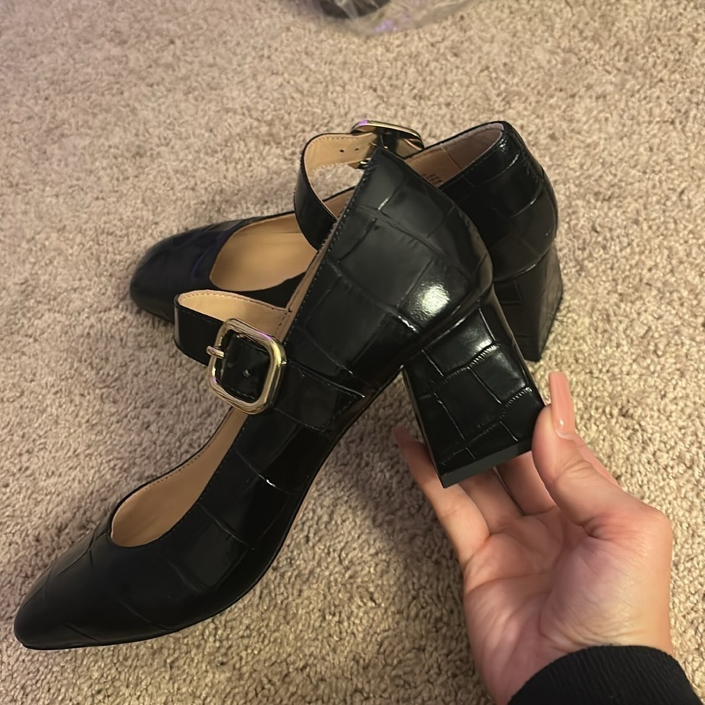 J Crew Layne Mary Jane heels in croc-embossed Italian leather CC052 - Picture 4 of 4